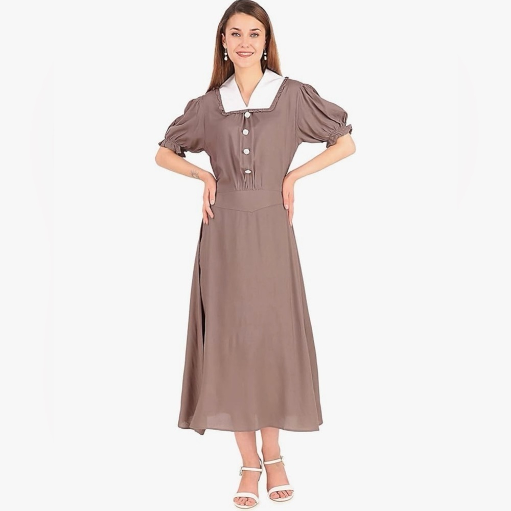 Coral Knee Length Dress Thanksgiving Colonial Women’s Large